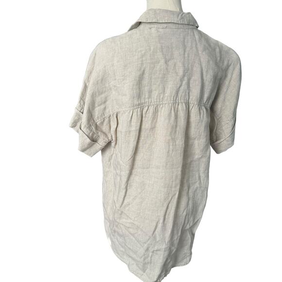 JCREW Baird McNutt Irish Linen Button-Up Shirt Lightweight Preppy Neutral Small - Picture 7 of 14